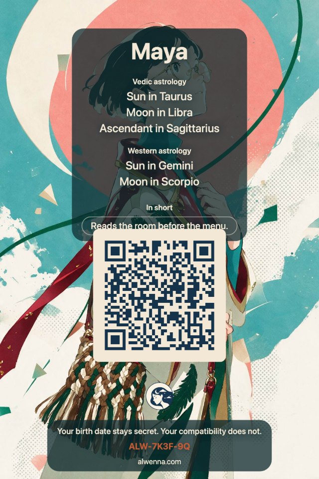 Three real cards, drawn by the app itself.